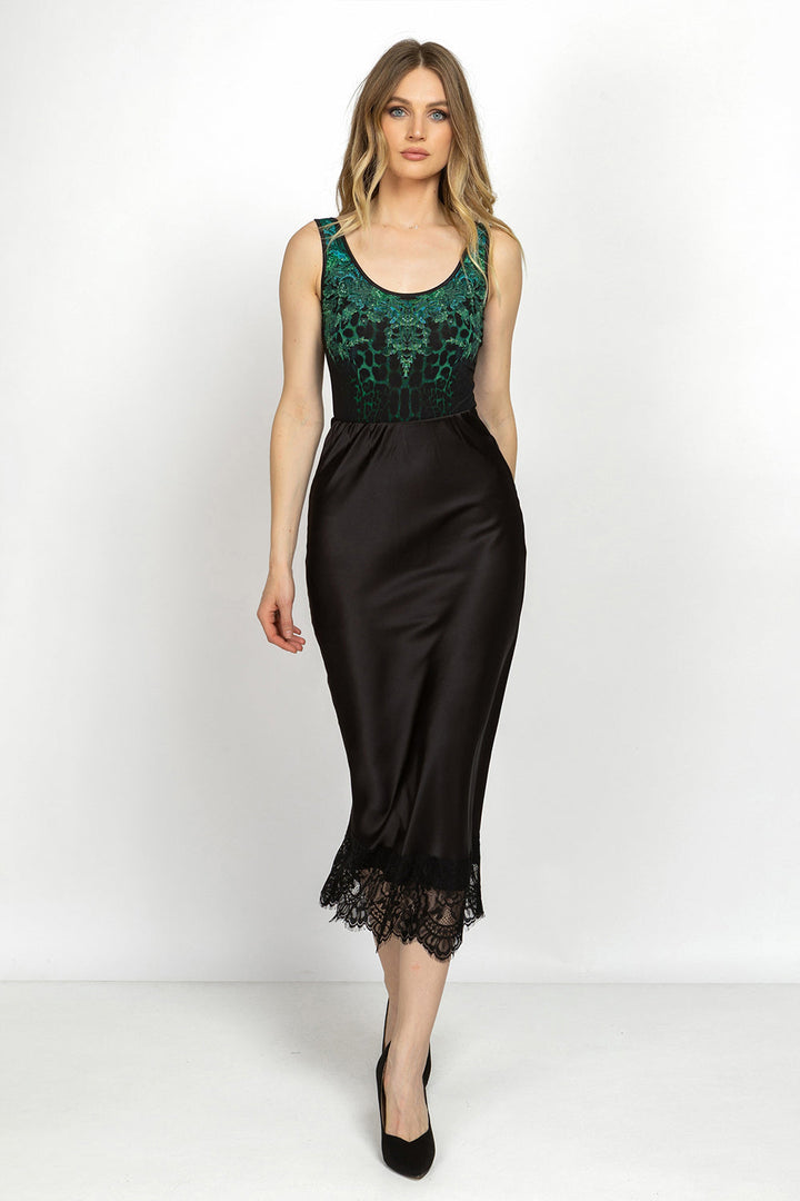 MESH BODYSUIT WITH DEEP SCOOP NECKLINE AND MODAL LINING - LEO NEON GREEN JIORO БОДИ ОТ МРЕЖА БЕЗ РЪКАВИ С ДЪЛБОКО ОБЛО ДЕКОЛТЕ И ПОДПЛАТА ОТ МЕК МОДАЛ - LEO NEON GREEN JIORO