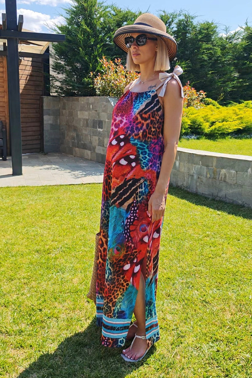 LOOSE LONG DRESS - LEO NEON WILD - Fashion Roots