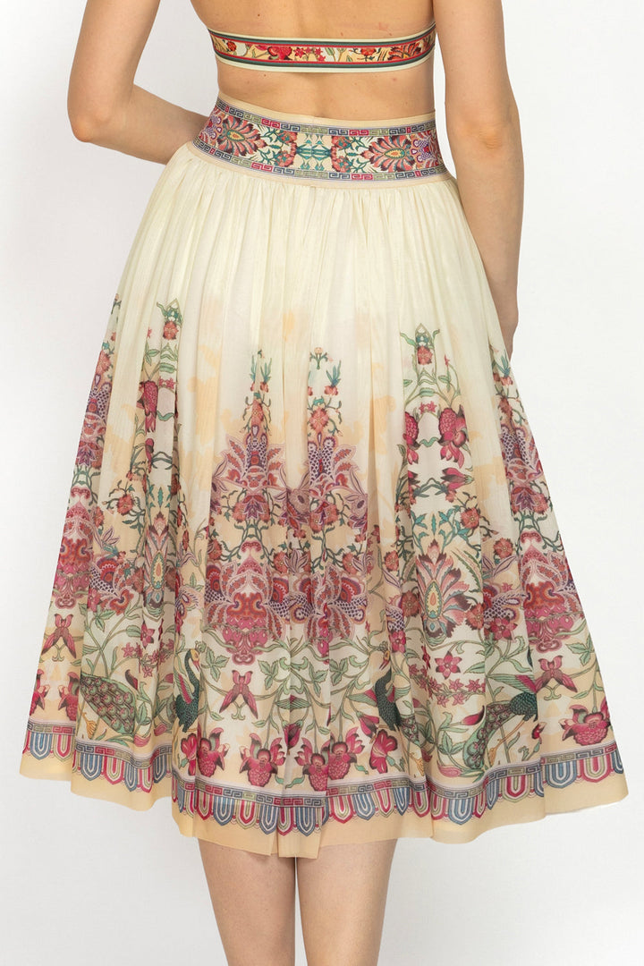 MESH SKIRT WITH ELASTIC WAIST AND VISCOSE LINING - PAISLEY RED JIORO ПОЛА ОТ МРЕЖА С ЕЛАСТИЧЕН КОЛАН И ВИСКОЗНА ПОДПЛАТА - PAISLEY RED JIORO