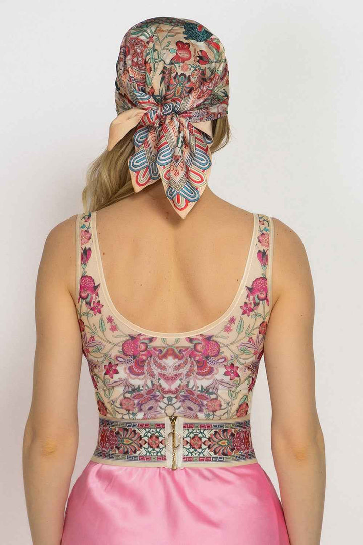 SQUARE VISCOSE HEADSCARF - PAISLEY RED