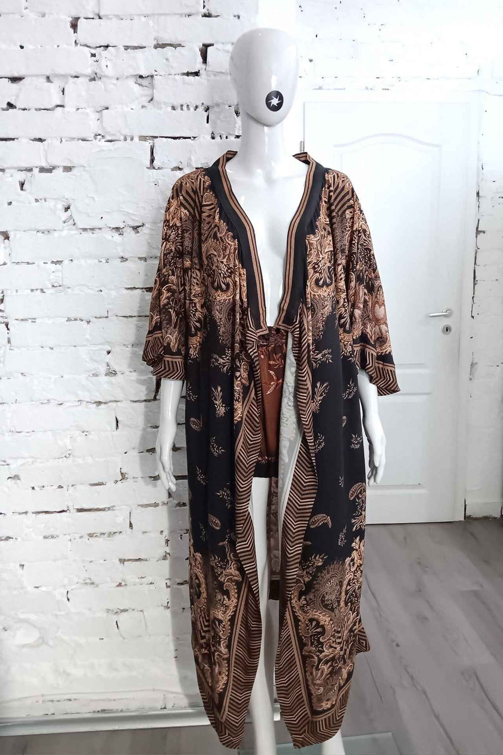 TWILL VISOSE KIMONO  – GOLDEN STRIPES