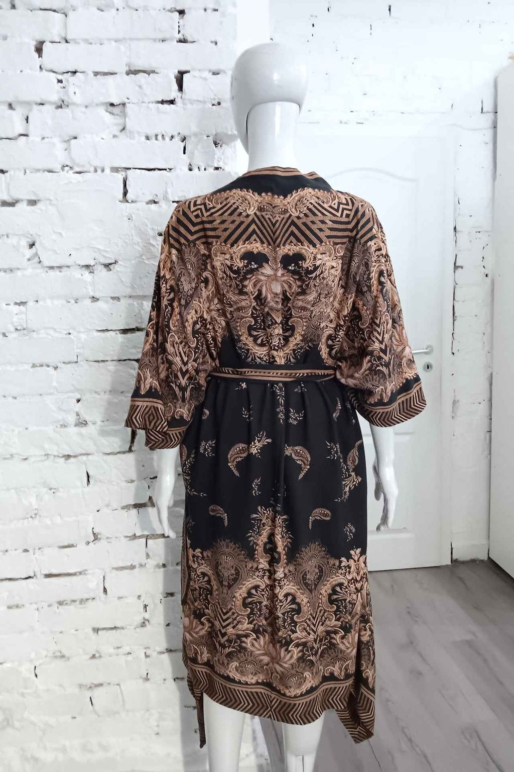 TWILL VISOSE KIMONO  – GOLDEN STRIPES
