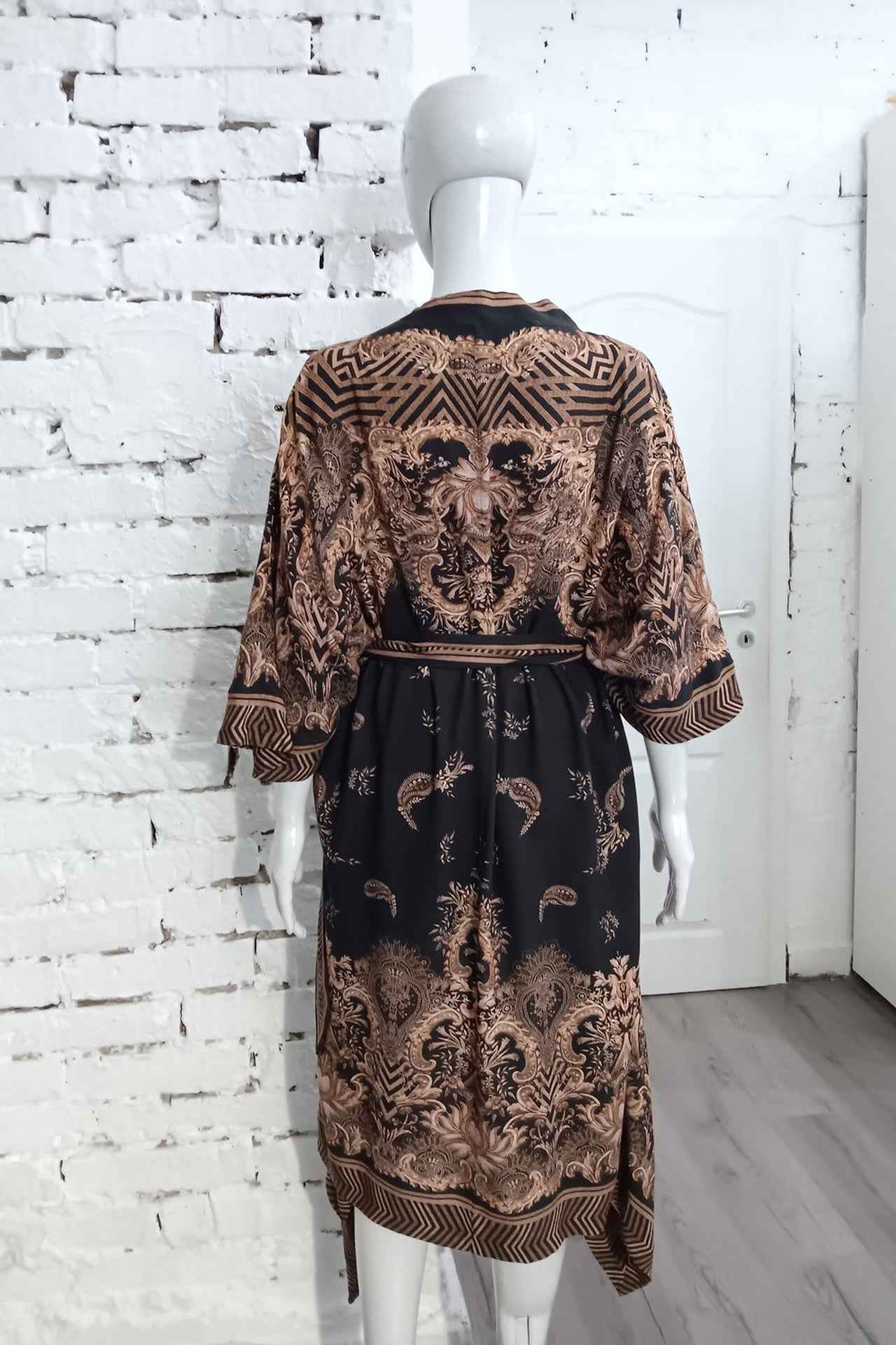 TWILL VISOSE KIMONO  – GOLDEN STRIPES