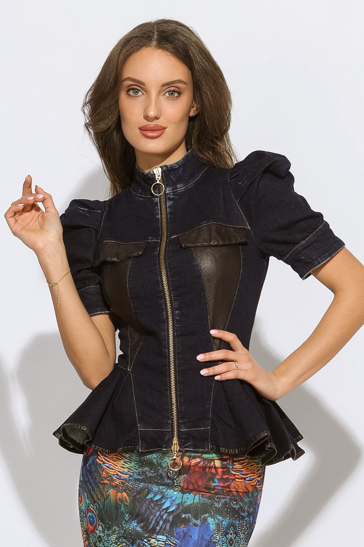 BUFFER SLEEVE DENIM BLAZER - ESSENTIALS JIORO ДЕНИМЕН БЛЕЙЗЕР С БУФАН РЪКАВ - ESSENTIALS JIORO