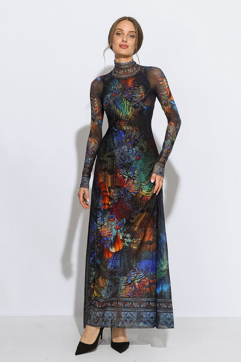 LONG FINE NET DRESS - AMAZONIA JIORO ДЪЛГА РОКЛЯ ОТ ФИНА МРЕЖА - AMAZONIA JIORO