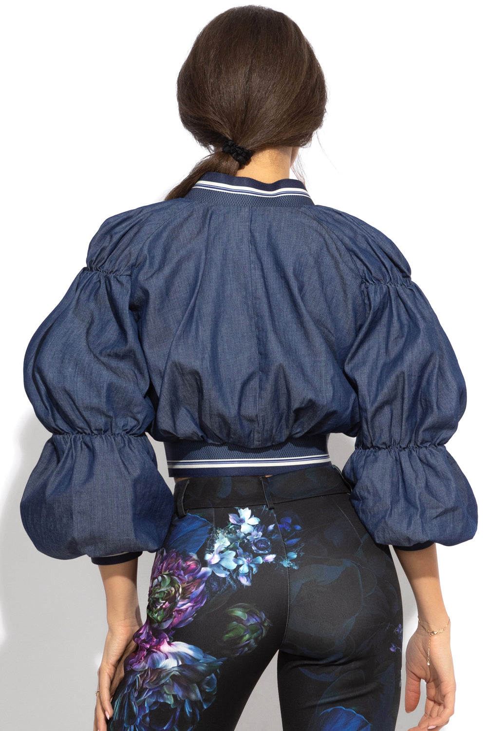 DENIM BOMBER JACKET - ESSENTIALS - Fashion Roots