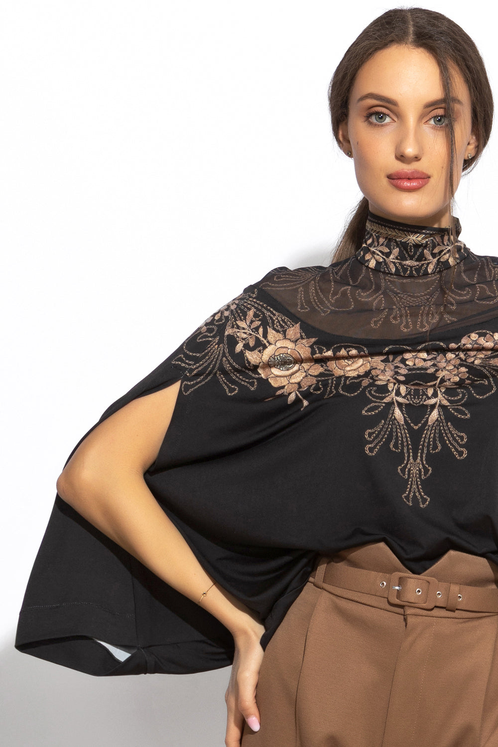 FREE BLOUSE - GOLDEN ROSES JIORO ШИРОКА ПРИЛЕП БЛУЗА С МРЕЖЕСТА ПЛАТКА - GOLDEN ROSES JIORO