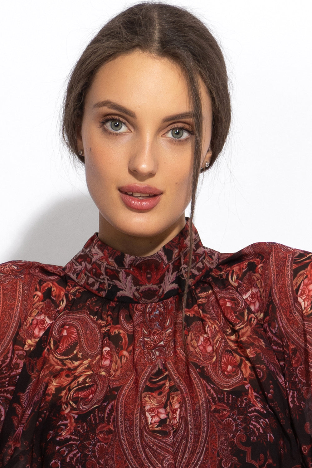 SHIRT WITH STATEMENT SLEEVES - PAISLEY DARK JIORO РИЗА С БОГАТИ РЪКАВИ - PAISLEY DARK JIORO