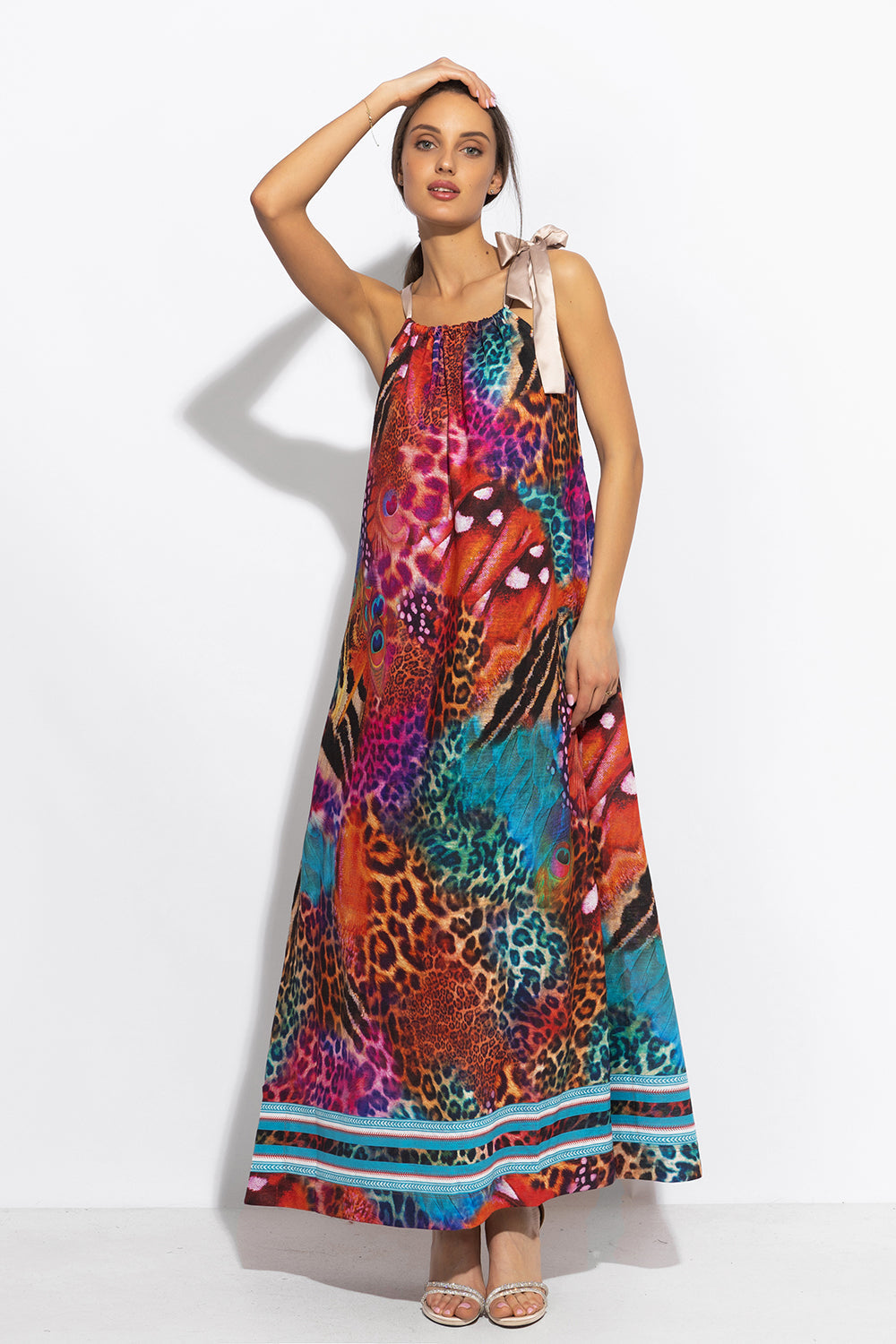 LOOSE LONG DRESS - LEO NEON WILD - Fashion Roots