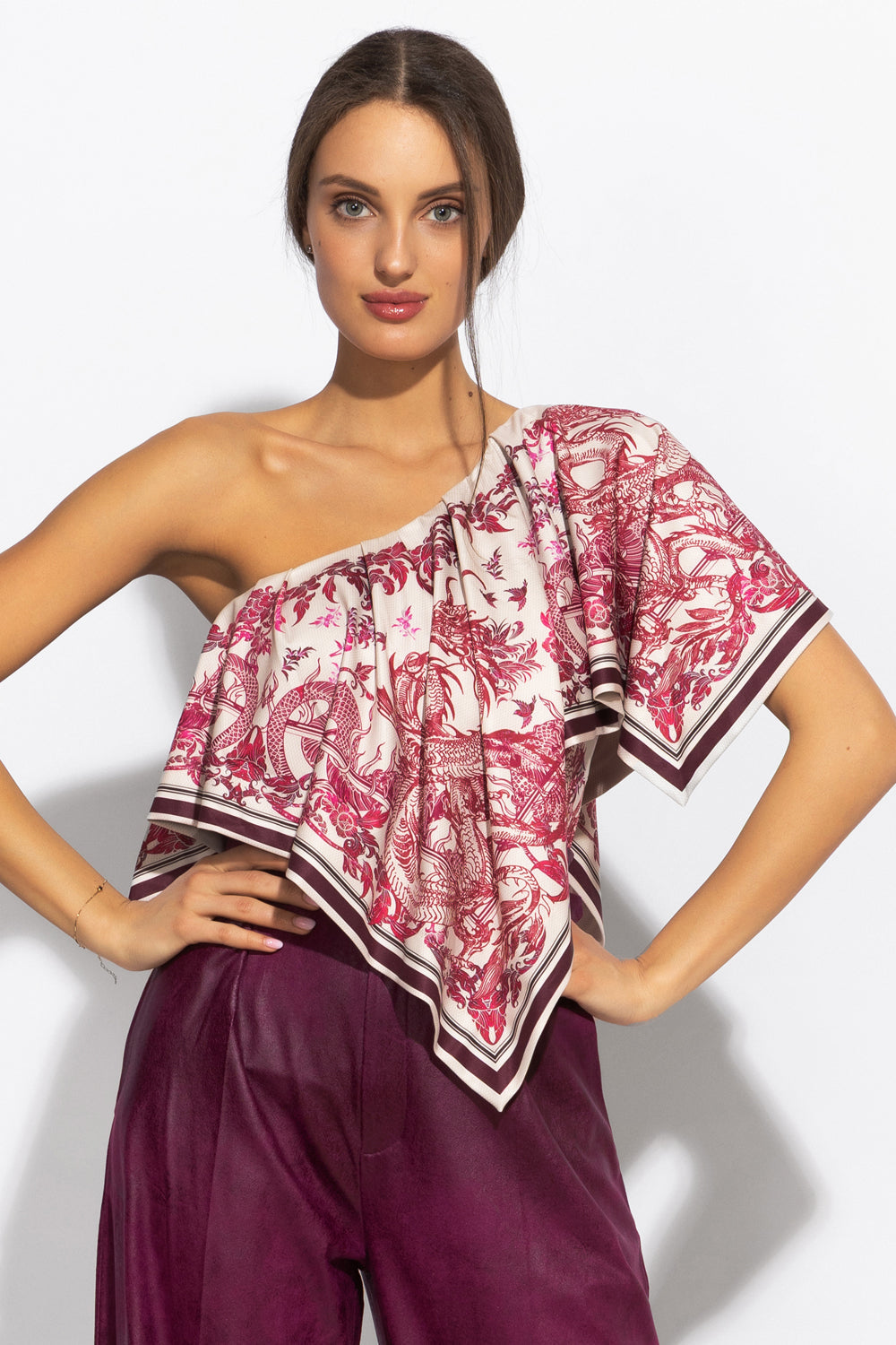 ELEGANT TOP WITH BARE SHOULDER - ASIA BORDEAUX - Fashion Roots