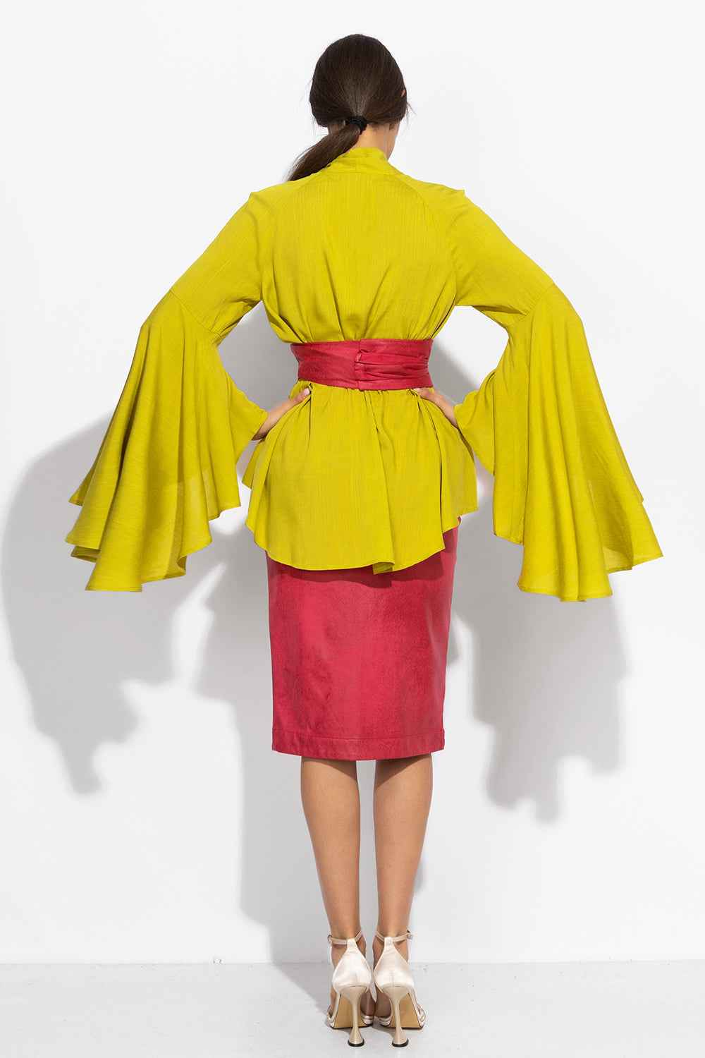 SUEDE-EFFECT CYCLAMEN WRAP SKIRT - ESSENTIALS