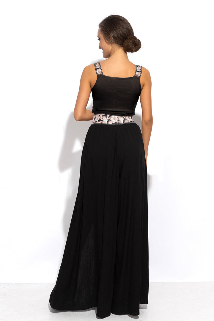JERSEY TANK TOP IN BLACK WITH ELASTIC STRAPS BAROQUE PEARL - ESSENTIALS