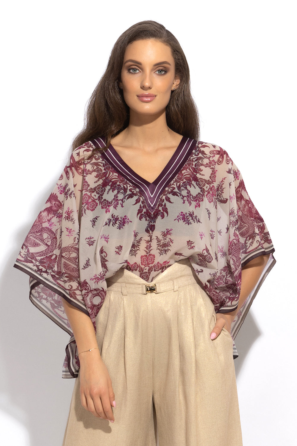 SILK COTTON TUNIC - ASIA BORDEAUX - Fashion Roots