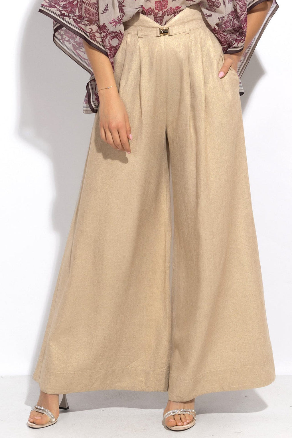 HIGH WAIST WIDE LEG LINEN PANTS - ESSENTIALS