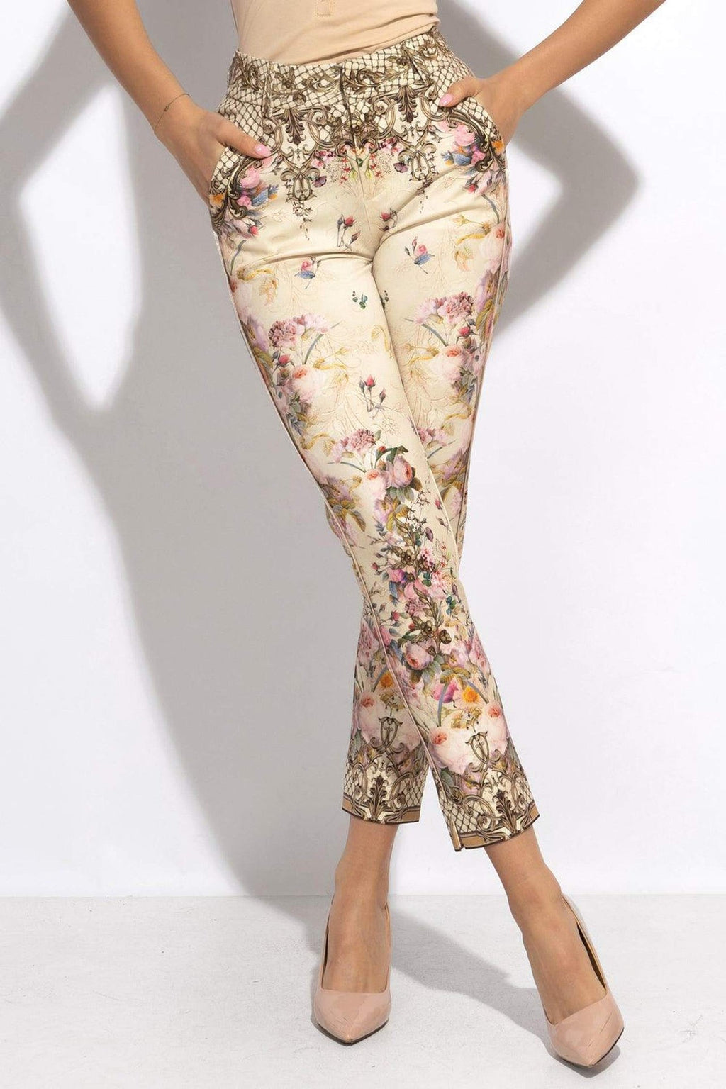 CLASSIC VISCOSE PANTS - BAROQUE FLOWERS JIORO КЛАСИЧЕСКИ ПАНТАЛОН ОТ ВИСКОЗА - BAROQUE FLOWERS JIORO