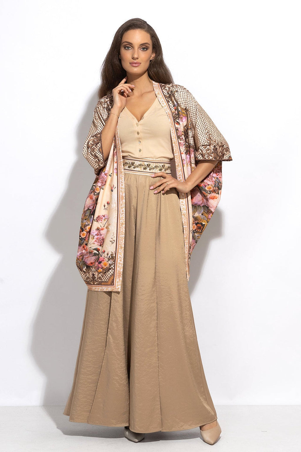 FRENCH TERRY CARDIGAN - BAROQUE FLOWERS - Fashion Roots