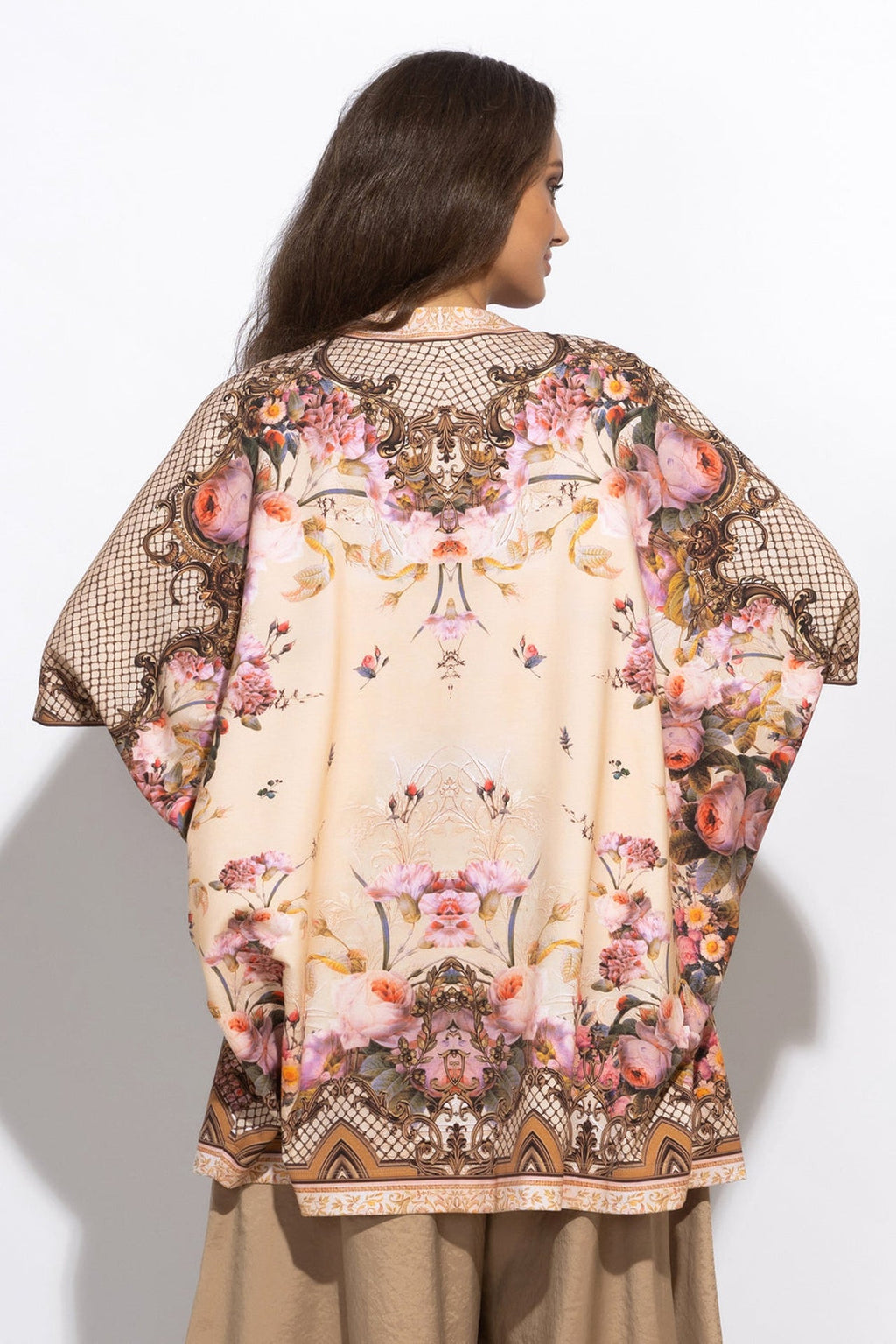 FRENCH TERRY CARDIGAN - BAROQUE FLOWERS - Fashion Roots