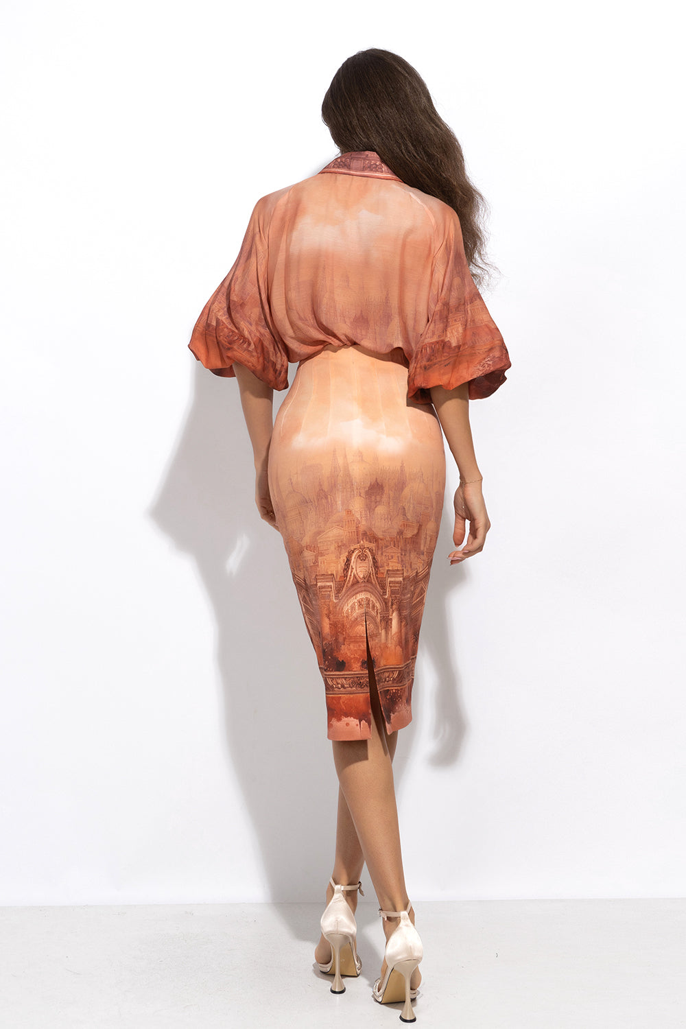 PENCIL COTTON TWILL SKIRT WITH ELASTIC WAIST - ANCIENT TOWN