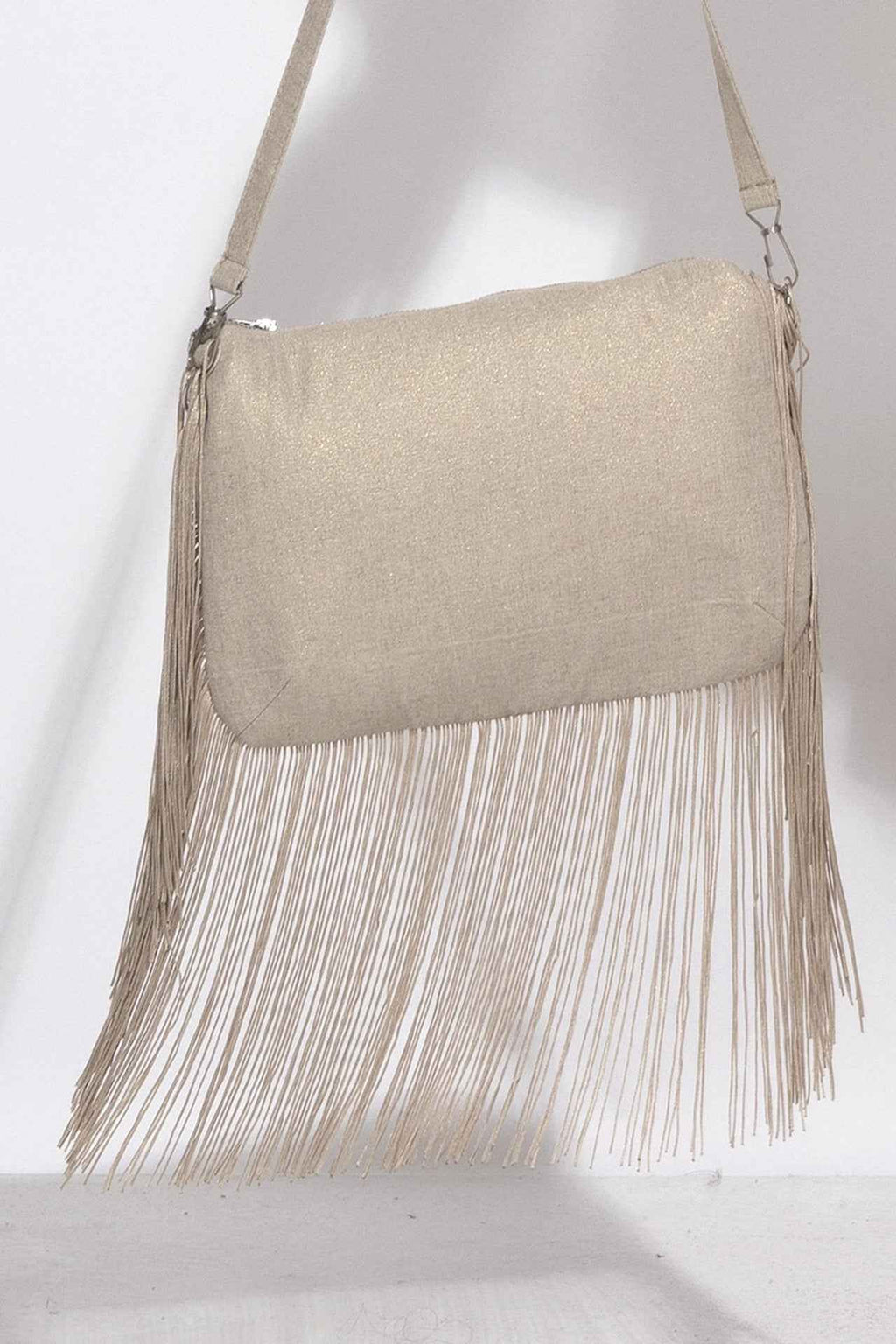 CLUTCH IN GOLDEN LINEN - ESSENTIALS