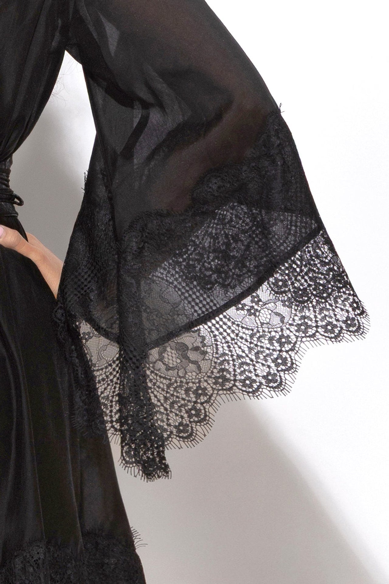 SHORT BLACK LYOCELL DRESS WITH LACE - ESSENTIALS - Fashion Roots