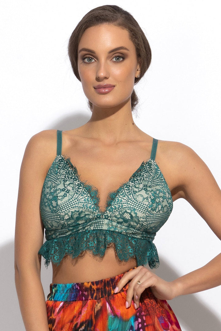 GREEN LACE TOP - ESSENTIALS JIORO ГОРНИЩЕ ОТ ЗЕЛЕНА ДАНТЕЛА - ESSENTIALS JIORO