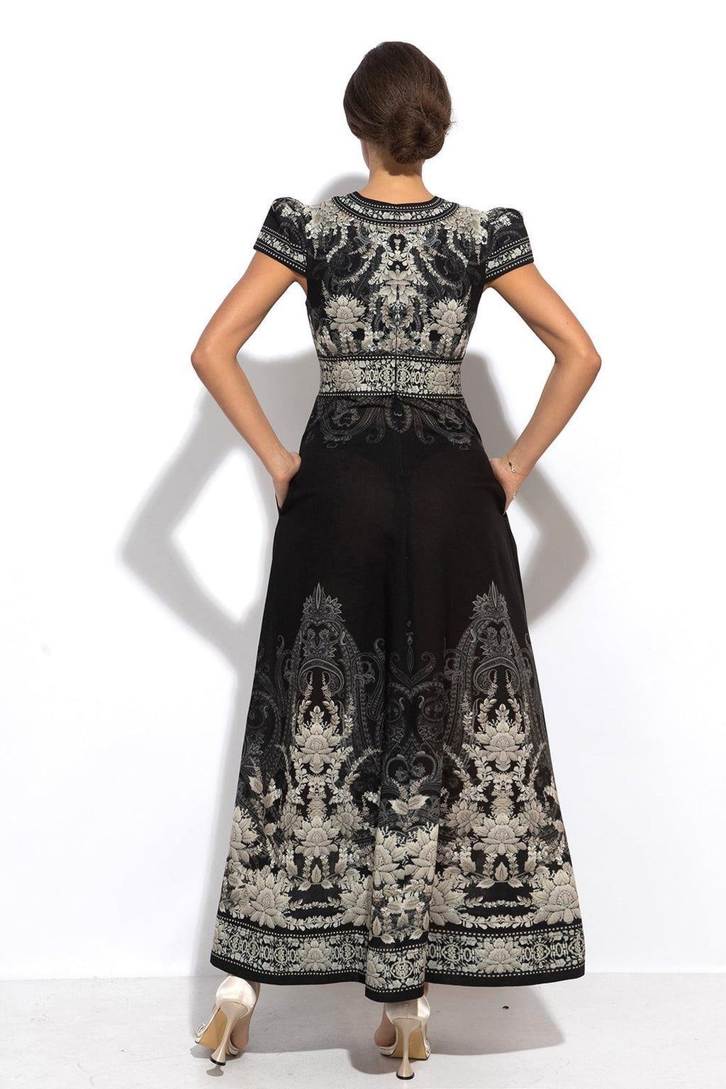 EMPIRE WAIST MAXI DRESS WITH LINEN FEEL - FROZEN LOTUS JIORO МАКСИ РОКЛЯ С ВИСОКА ТАЛИЯ С УСЕЩАНЕ ЗА ЛЕН - FROZEN LOTUS JIORO