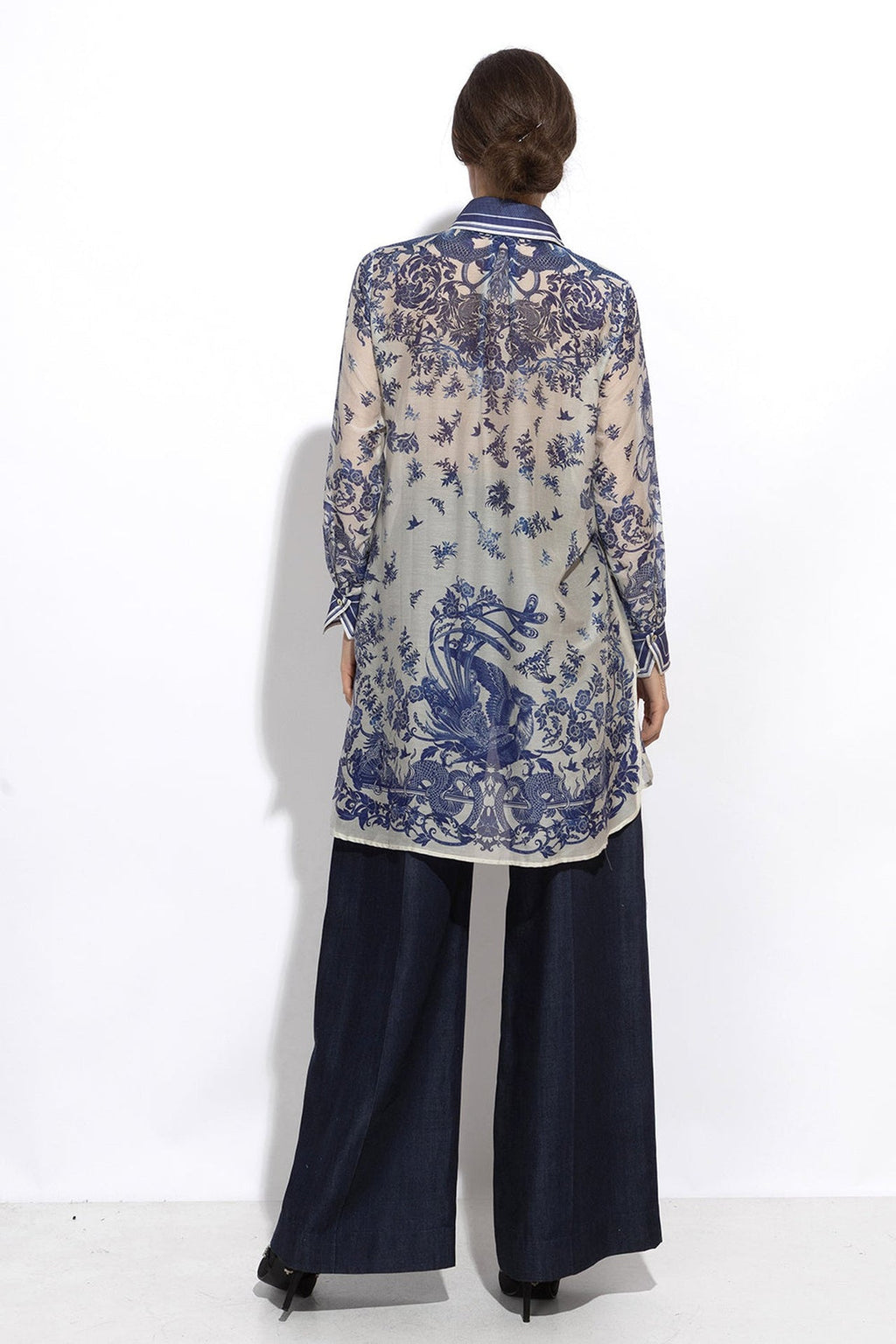 SILK VISCOSE LONG SHIRT - ASIA SKY JIORO ДЪЛГА РИЗА ОТ ВИСКОЗА С КОПРИНА - ASIA SKY JIORO