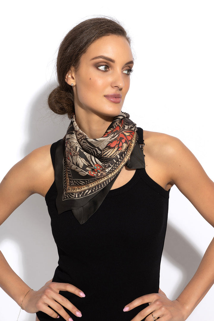 SQUARE VISCOSE HEADSCARF - MIDNIGHT BUTTERFLIES - Fashion Roots