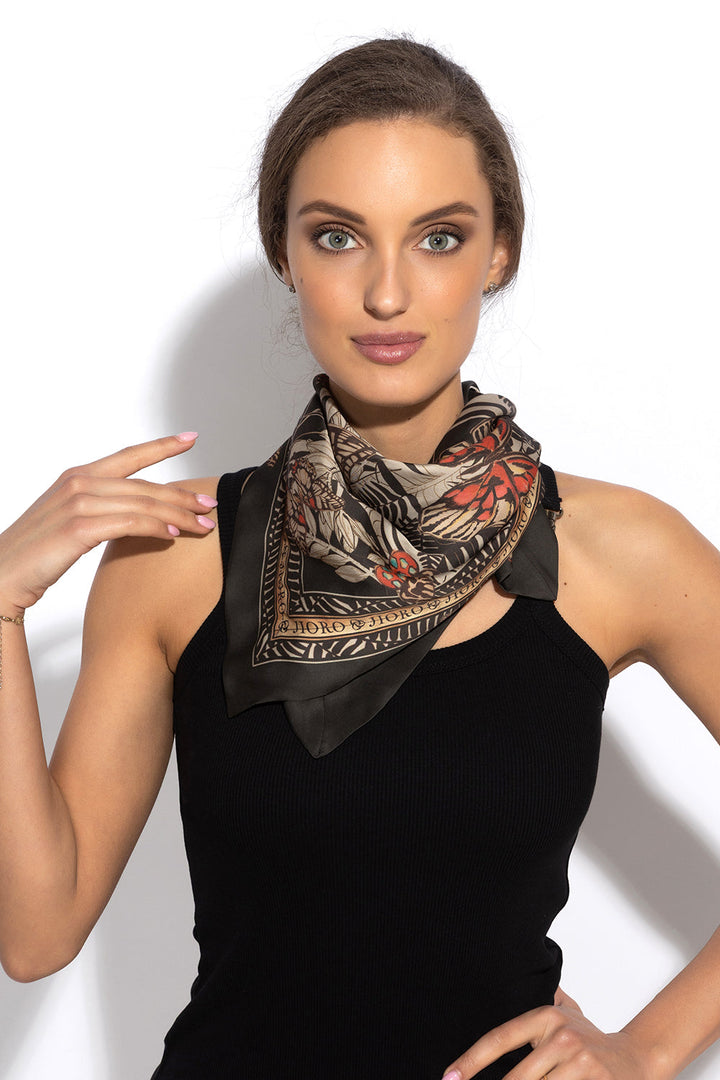 SQUARE VISCOSE HEADSCARF - MIDNIGHT BUTTERFLIES - Fashion Roots