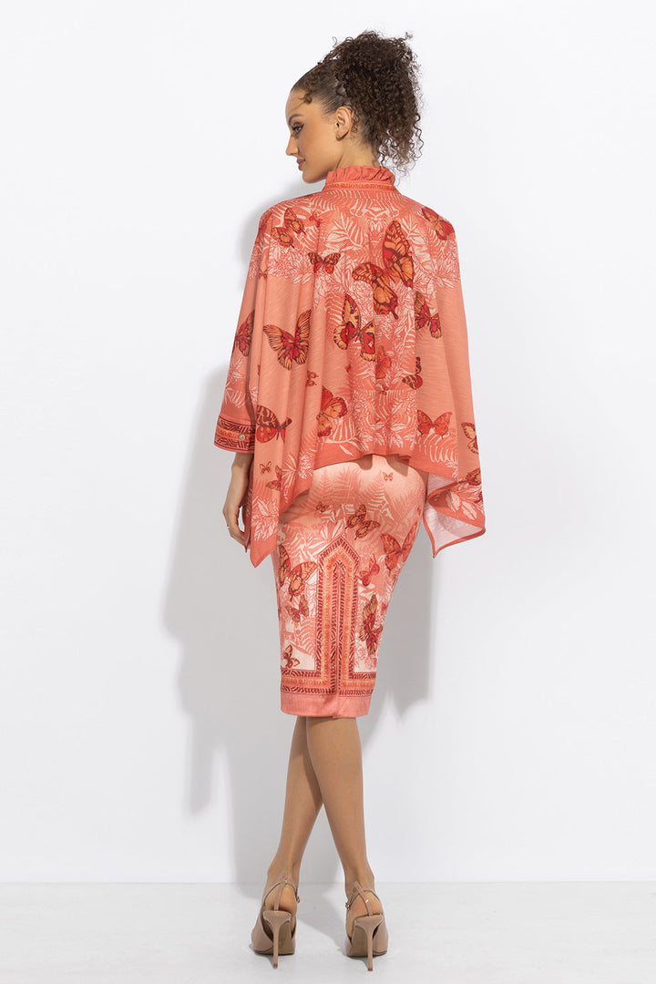 SQUARE TUNIC WITH RUFFLED COLLAR - PAPAYA BUTTERFLIES JIORO  ПРАВОЪГЪЛНА ТУНИКА С ЯКА С НАБОРИ - PAPAYA BUTTERFLIES JIORO