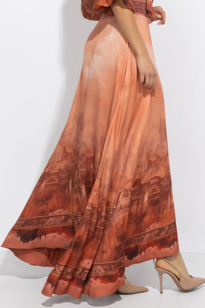 LONG VISCOSE SKIRT WITH ELASTIC WAIST AND SIDE POCKETS - ANCIENT TOWN JIORO ДЪЛГА ПОЛА ОТ ВИСКОЗА С ЛАСТИЧЕН КОЛАН - ANCIENT TOWN JIORO