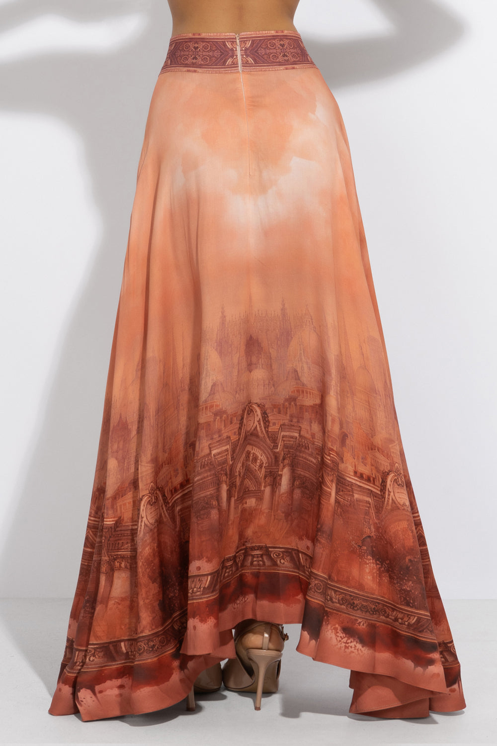 LONG VISCOSE SKIRT WITH ELASTIC WAIST AND SIDE POCKETS - ANCIENT TOWN