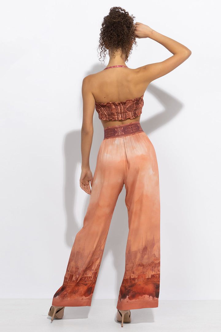 VISCOSE WIDE-LEG TROUSERS WITH ELASTIC WAIST - ANCIENT TOWN JIORO СВОБОДЕН ПАНТАЛОН ОТ ВИСКОЗА - ANCIENT TOWN JIORO