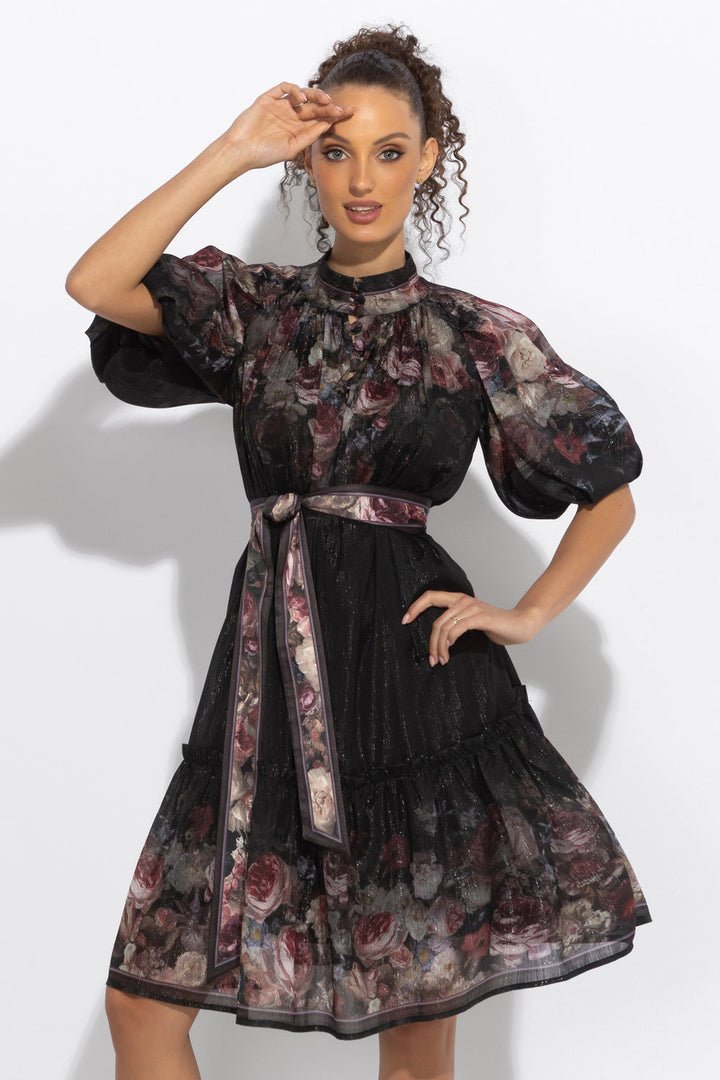 DRESS WITH PUFF SLEEVE - VINTAGE FLOWERS