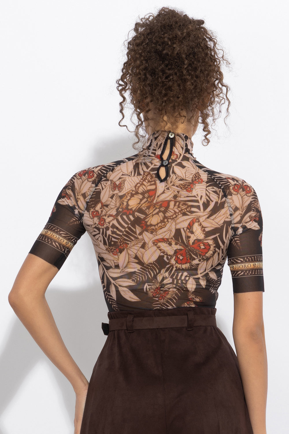 SHORT SLEEVE MESH BODYSUIT - MIDNIGHT BUTTERFLIES JIORO БОДИ С КЪС РЪКАВ ОТ МРЕЖА - MIDNIGHT BUTTERFLIES JIORO