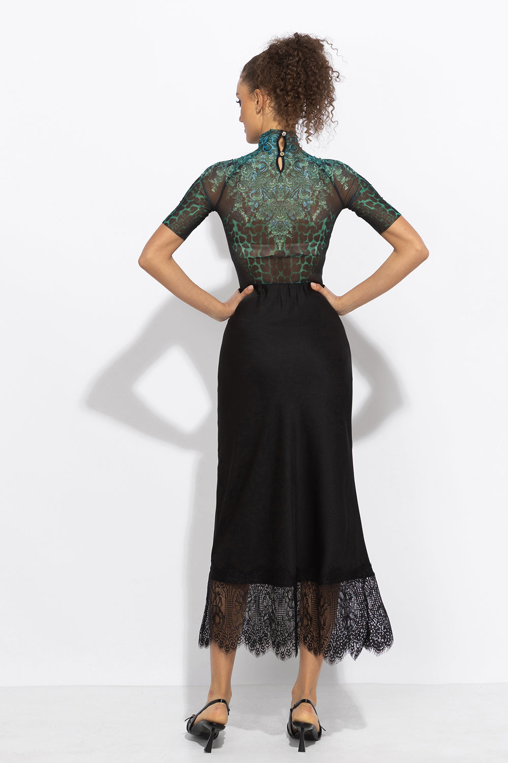 SHORT SLEEVE MESH BODYSUIT - LEO NEON GREEN JIORO БОДИ С КЪС РЪКАВ ОТ МРЕЖА - LEO NEON GREEN JIORO