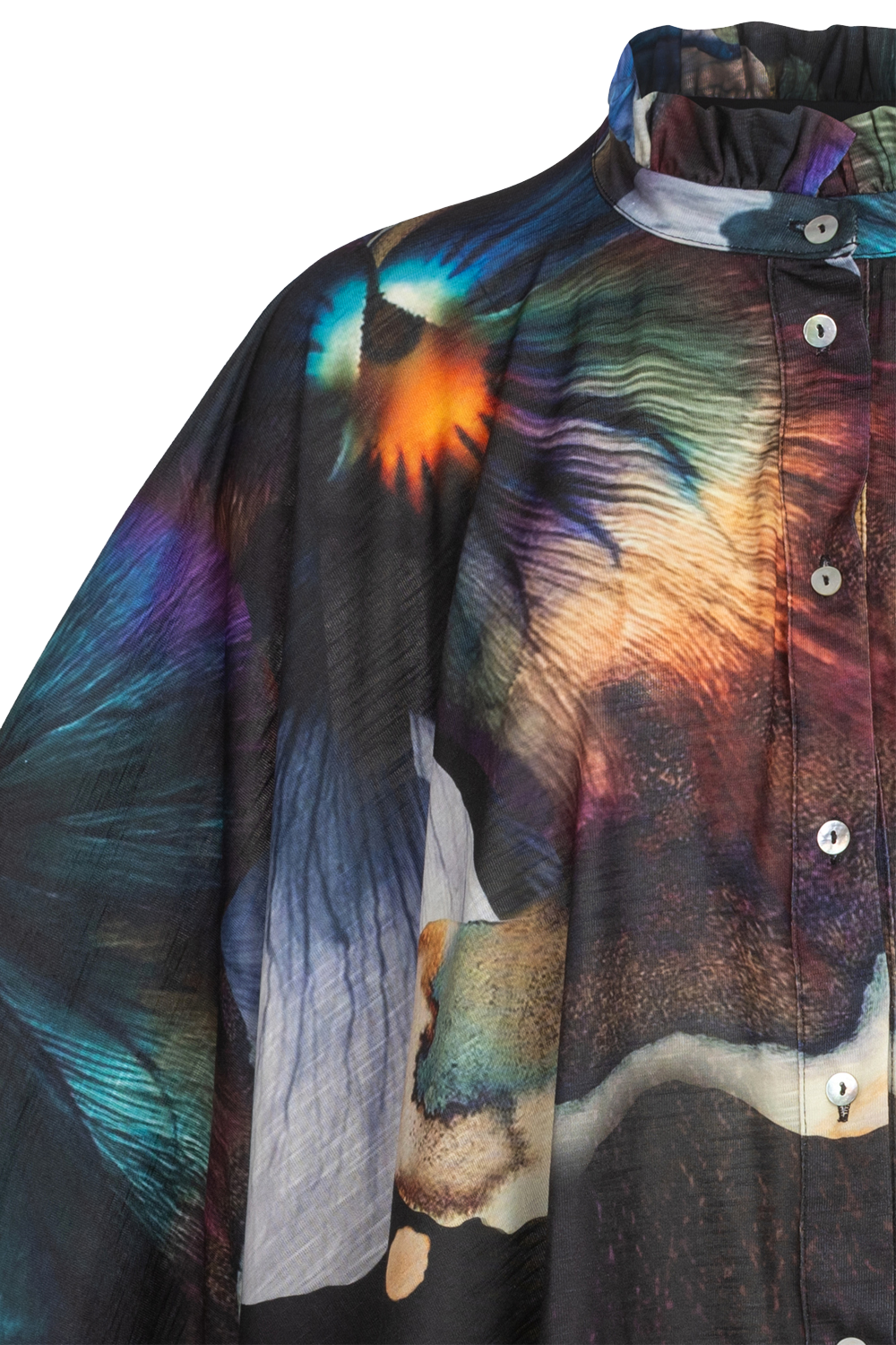 SQUARE TUNIC WITH RUFFLED COLLAR - VIOLET