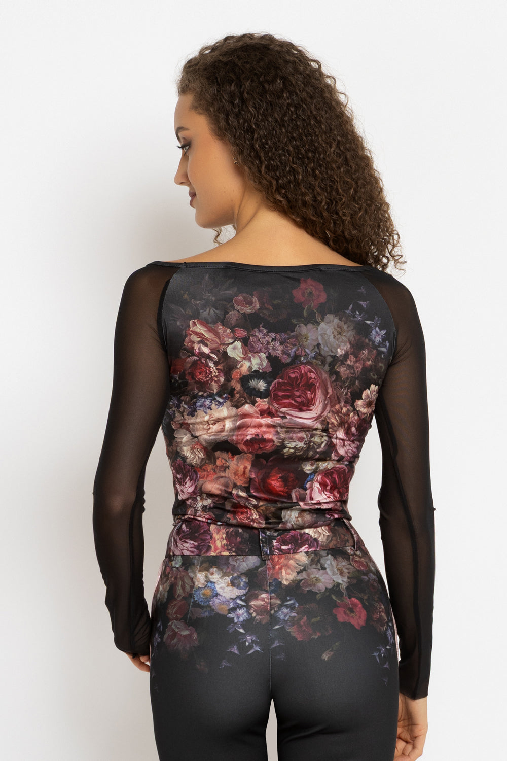 BLOUSE WITH NET SLEEVE - VINTAGE FLOWERS JIORO БЛУЗА С РЪКАВИ ОТ МРЕЖА - VINTAGE FLOWERS JIORO