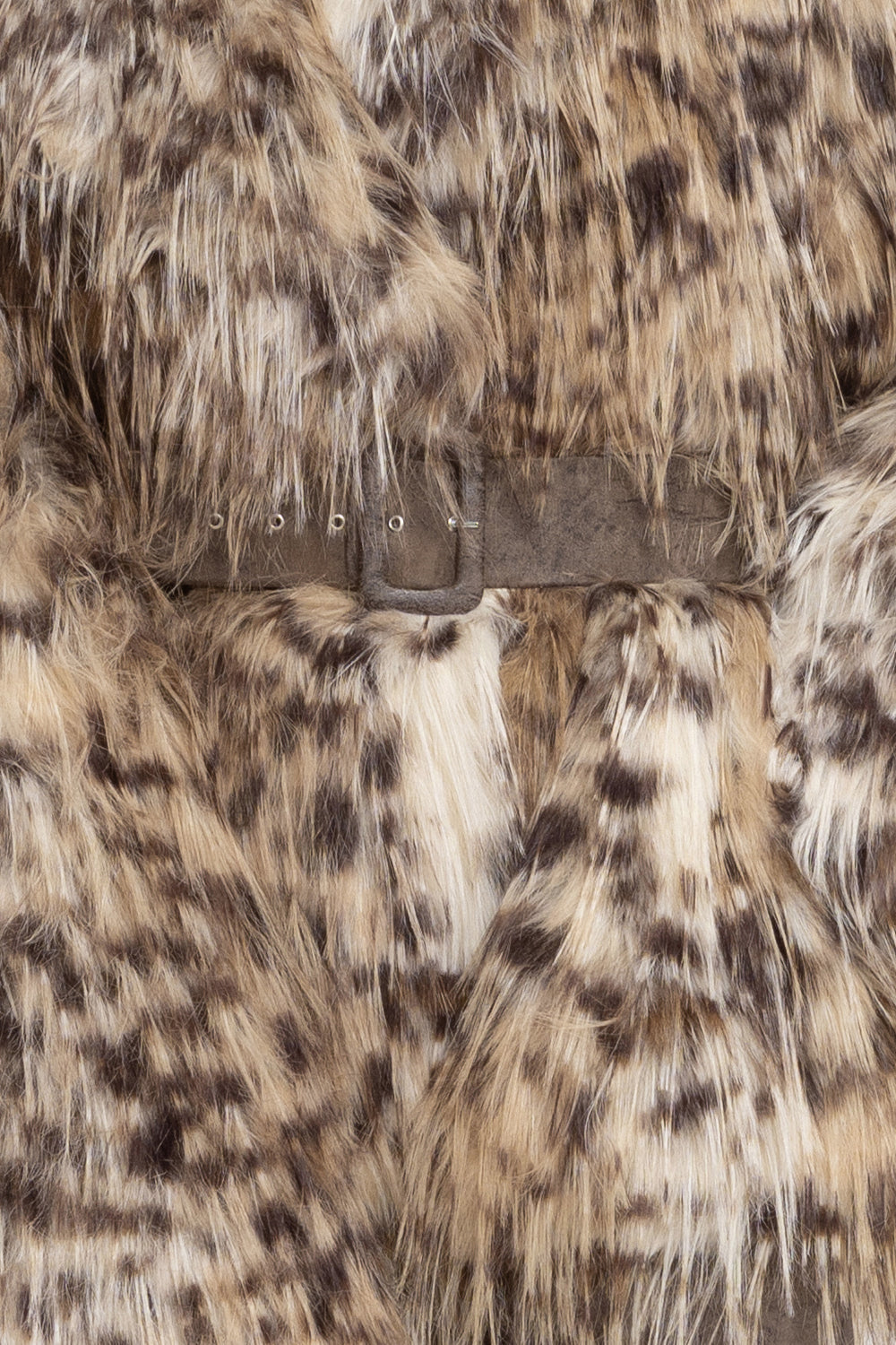 OVERSIZED FAUX FUR COAT WITH LARGE SHAWL COLLAR IN SERVAL PRINT AND BELT - ESSENTIALS JIORO ОВЪРСАЙЗ ПАЛТО ОТ ИЗКУСТВЕН КОСЪМ С ШАРКА СЕРВАЛ С ГОЛЯМА ШАЛ-ЯКА И КОЛАН - ESSENTIALS JIORO