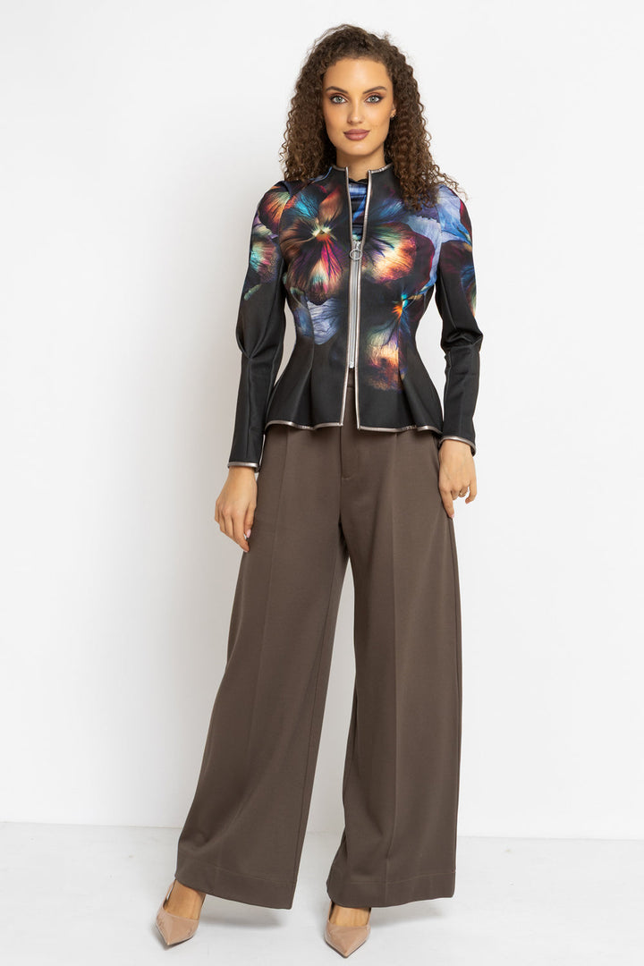 VISCOSE BLEND HIGH-WAISTED TROUSERS IN MOCHA - ESSENTIALS - Fashion Roots