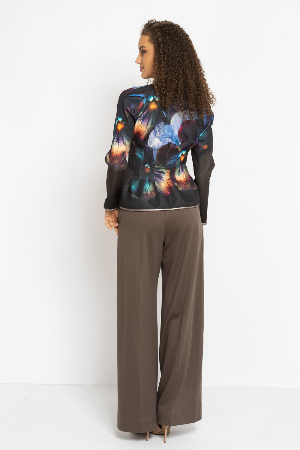 VISCOSE BLEND HIGH-WAISTED TROUSERS IN MOCHA - ESSENTIALS - Fashion Roots