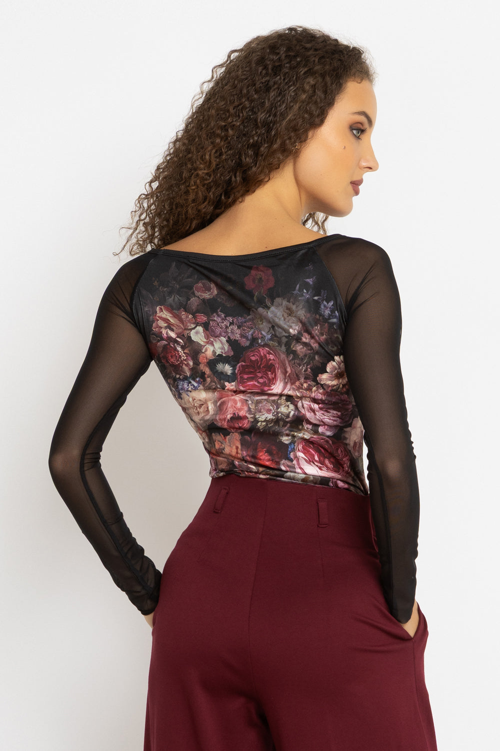 BLOUSE WITH NET SLEEVE - VINTAGE FLOWERS JIORO БЛУЗА С РЪКАВИ ОТ МРЕЖА - VINTAGE FLOWERS JIORO