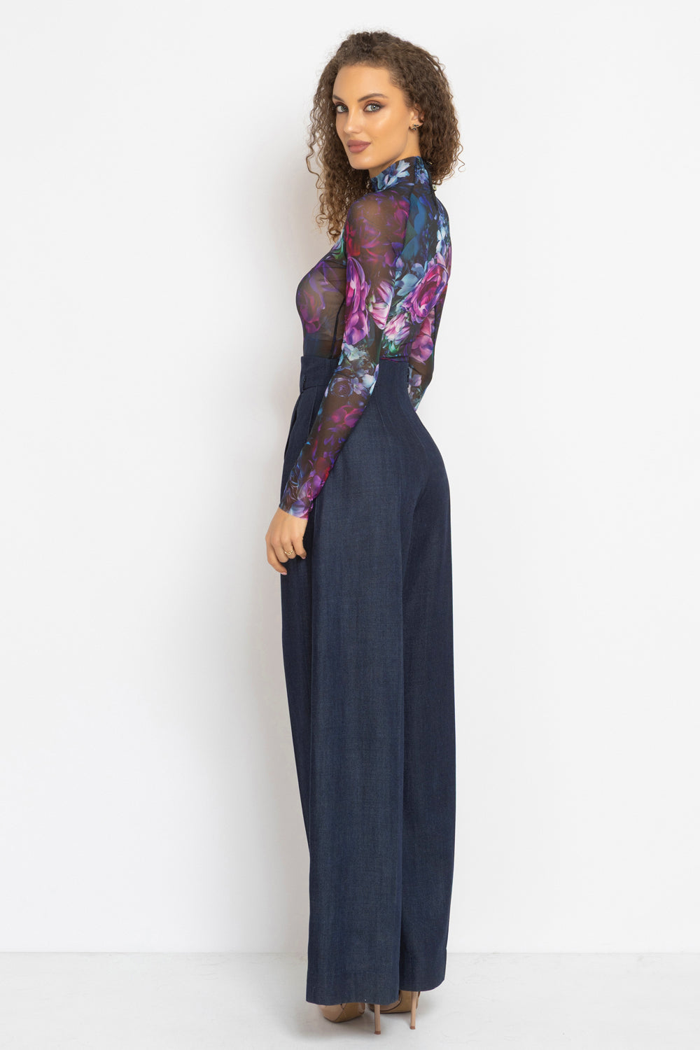 LONG SLEEVE MESH BODYSUIT - PEONIES JIORO БОДИ ОТ МРЕЖА С ДЪЛЪГ РЪКАВ - PEONIES JIORO