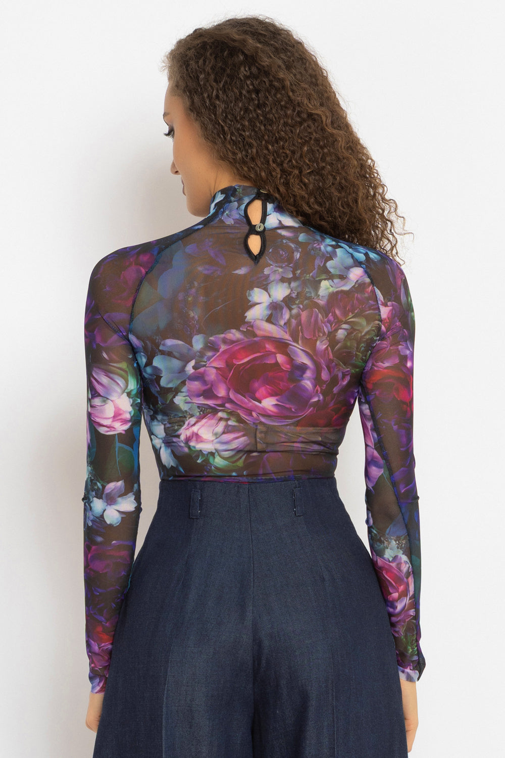 LONG SLEEVE MESH BODYSUIT - PEONIES JIORO БОДИ ОТ МРЕЖА С ДЪЛЪГ РЪКАВ - PEONIES JIORO