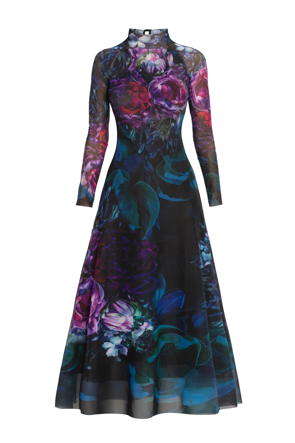 LONG FINE NET DRESS - PEONIES JIORO ДЪЛГА РОКЛЯ ОТ ФИНА МРЕЖА - PEONIES JIORO