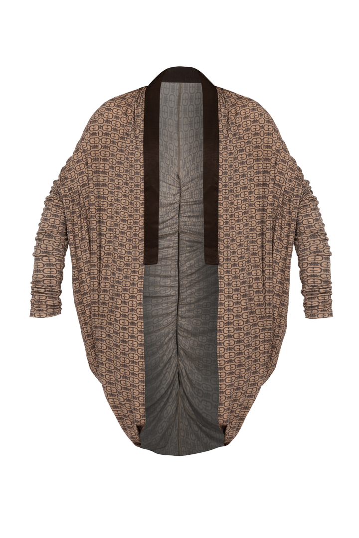 MODAL RELAXED CARDIGAN - MOCHA MOUSSE LOGO JIORO СВОБОДНА ЖИЛЕТКА ОТ МОДАЛ - MOCHA MOUSSE LOGO JIORO