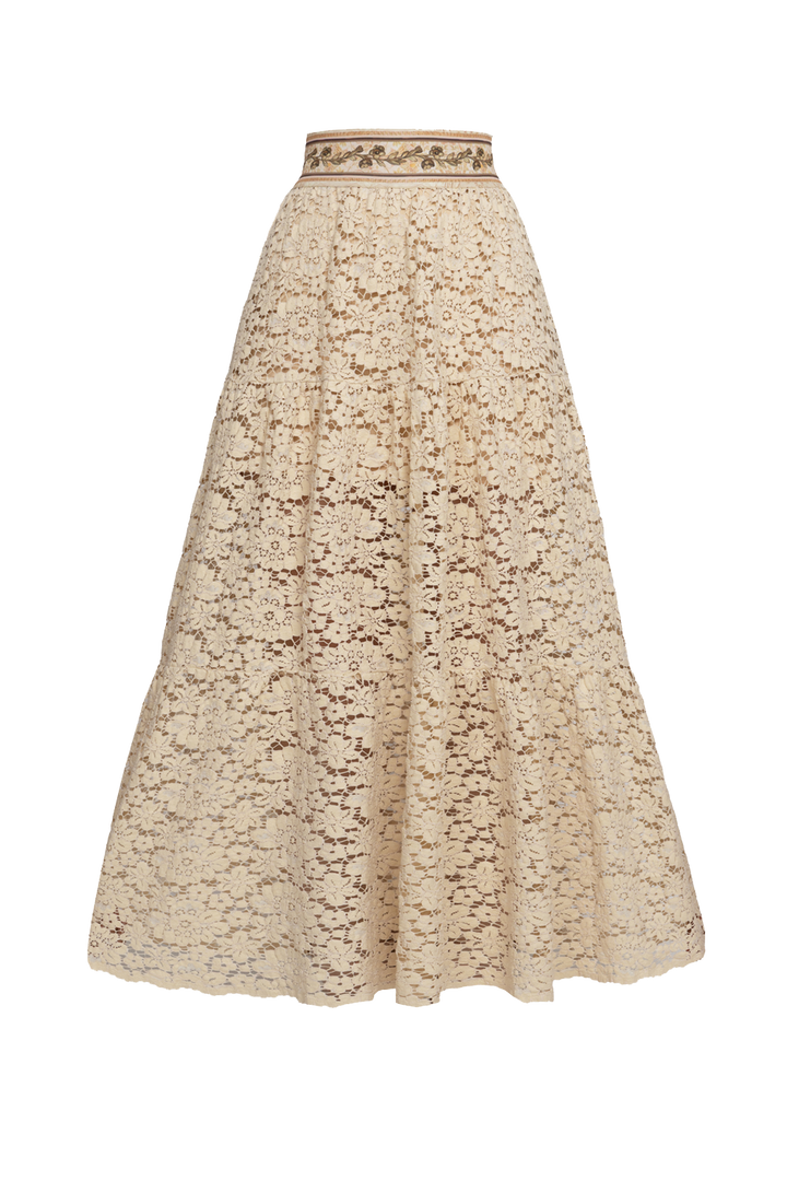 BEIGE BOHO LACE SKIRT WITH SHORT LINING - ESSENTIALS