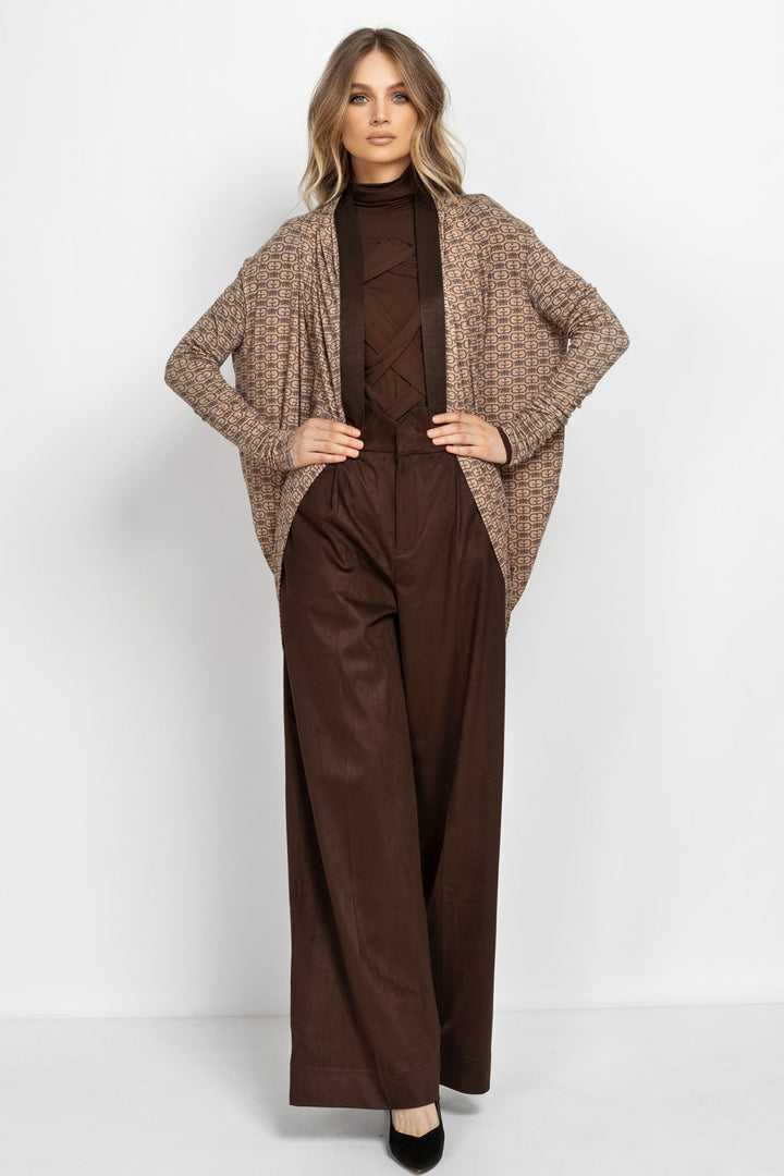 MODAL RELAXED CARDIGAN - MOCHA MOUSSE LOGO JIORO СВОБОДНА ЖИЛЕТКА ОТ МОДАЛ - MOCHA MOUSSE LOGO JIORO