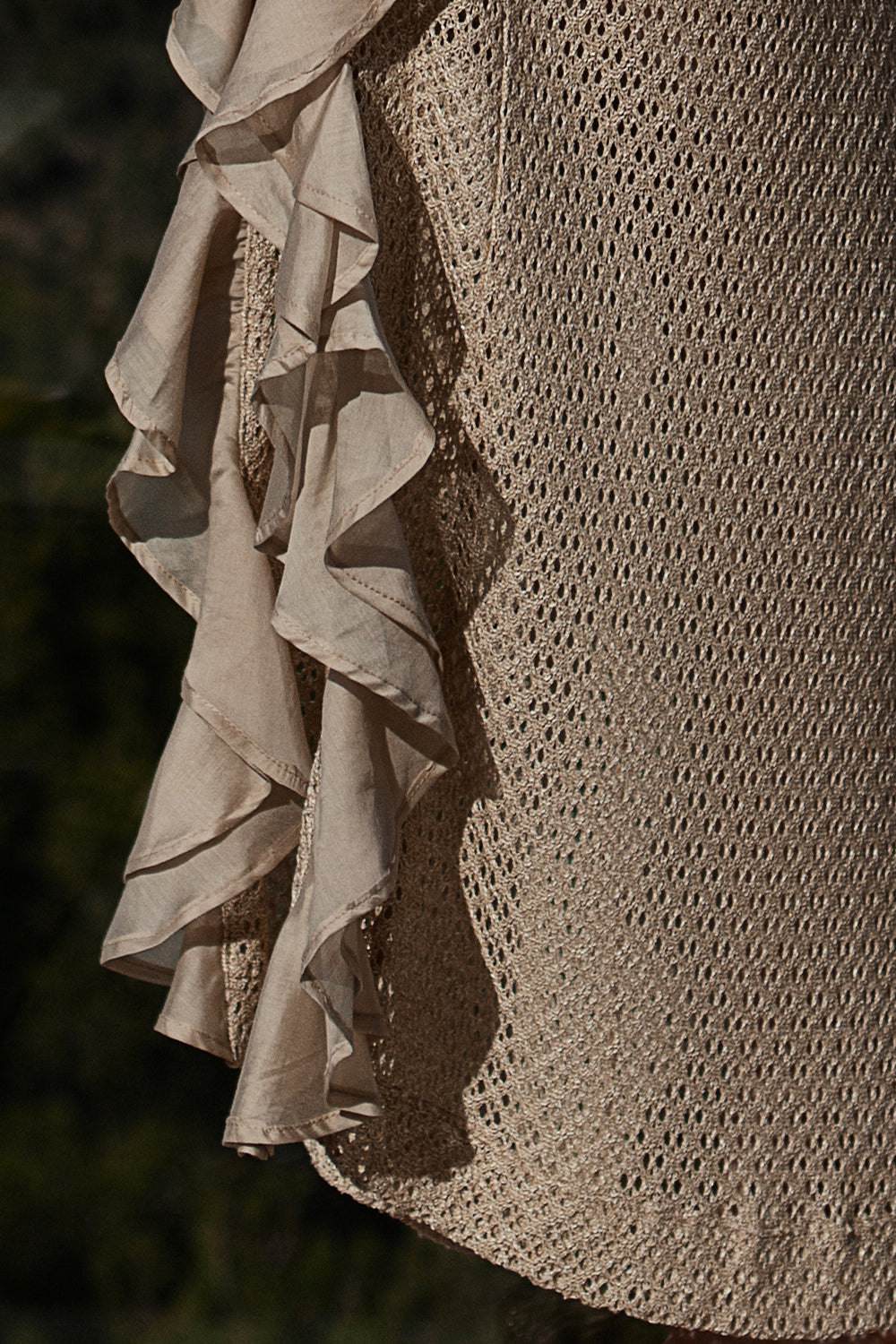 LONG COTTON MESH SKIRT WITH RUFFLES IN BEIGE – ESSENTIALS - Fashion Roots