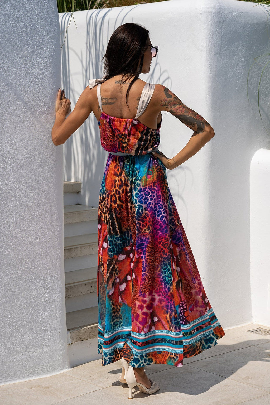 LOOSE LONG DRESS - LEO NEON WILD - Fashion Roots